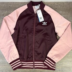 Adidas Originals Satin Bomber Track Jacket – Maroon & Pink Spirit (NWT)